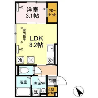 コンフォール夕陽ヶ丘【1階】の間取り