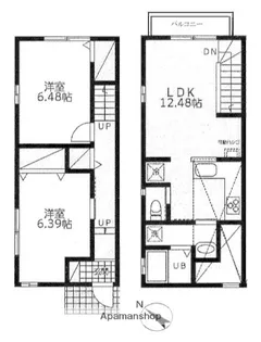神奈川県横浜市港北区大曽根台【テラスハウス】の間取り