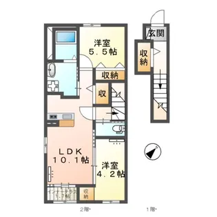 厚木市下川入アパート【2階】の間取り