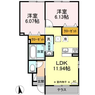 サニーウェル【1階】の間取り
