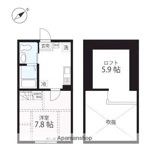 ハーミットクラブハウスMIX三ツ沢下町Ⅱ【1階】の間取り