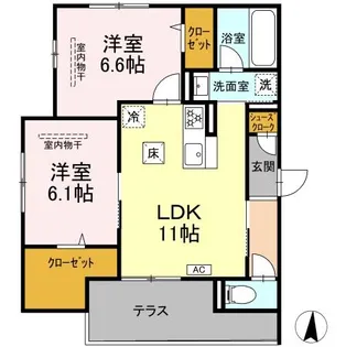 エミエール東成瀬【1階】の間取り