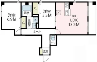 アバンティ カワサキ【203号室号室】の間取り