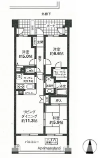 ヴィルヌーブ東戸塚プレジール【7階】の間取り