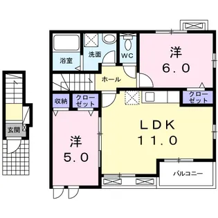 アムールB【2階】の間取り