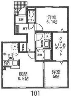 エクレール桜並木 A【101号室号室】の間取り