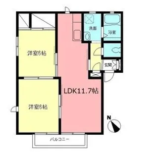 ルミエール蛍田B【2階】の間取り