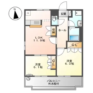 ソレアード・メゾンB【2階】の間取り
