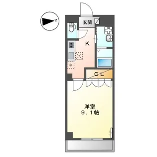 パラシオン平塚【00107号室】の間取り