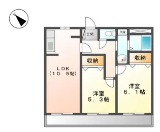 ハイツセイミヤ【2階】の間取り