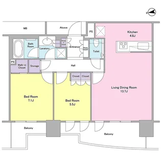 2LDKの間取り画像