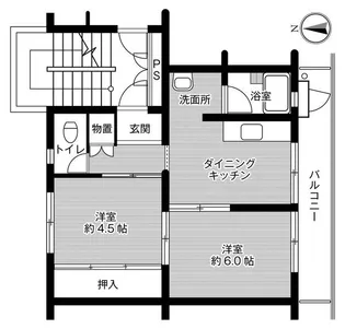 ビレッジハウス下島第二1号棟【2階】の間取り