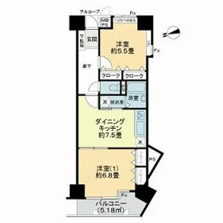 シーサイド片瀬江ノ島【4階】の間取り