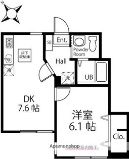 ハーミットクラブハウス大口ⅢB棟【1階】の間取り