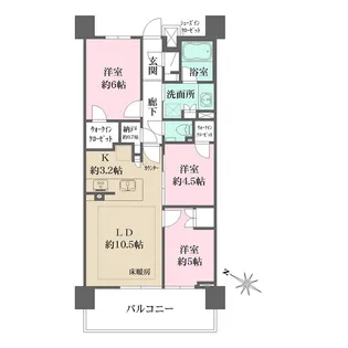 ザ・パークハウス横浜川和町ガーデン【6階】の間取り