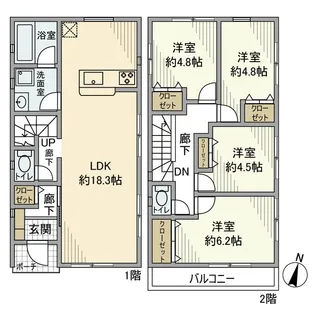 神奈川県座間市小松原2丁目【一戸建】の間取り