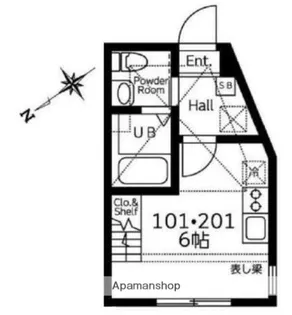 ハーミットクラブハウス井土ヶ谷Ⅲ B号棟【2階】の間取り