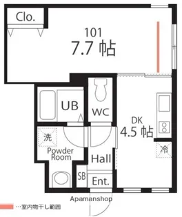 ハーミットクラブハウス蒔田【1階】の間取り