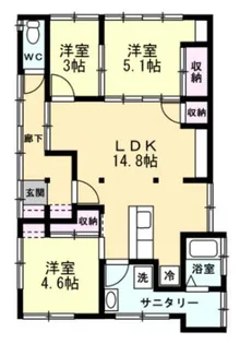フラット追浜【1階】の間取り