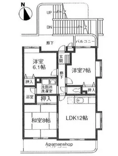 シャトー鶴嶺【1階】の間取り