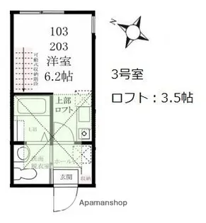 ハーミットクラブハウス梶ヶ谷B棟【2階】の間取り