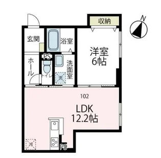 クラージュ片瀬【102号室号室】の間取り