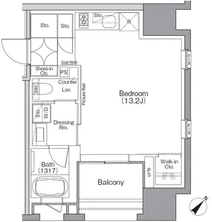 ザ・パークハビオSOHO横浜関内【2階】の間取り