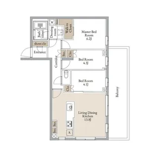 クラリティア横濱反町【2階】の間取り