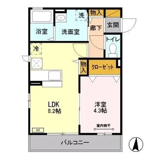 アヴェニール新川崎【1階】の間取り