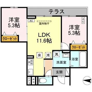 カルディア新綱島【1階】の間取り