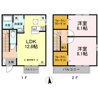 2LDKの間取り画像