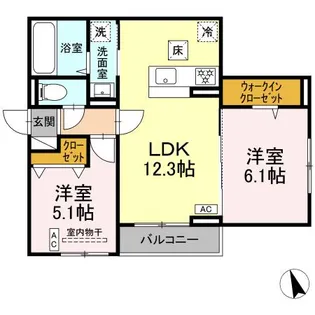 フォルテーヌ・イイクラI【1階】の間取り