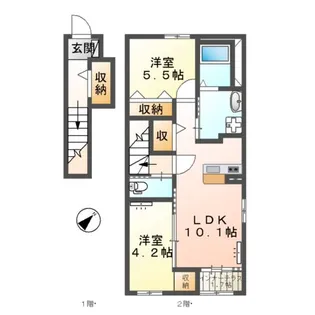 厚木市下川入アパート【2階】の間取り