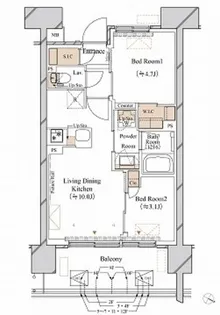ブランシエスタ新丸子リバーフロント【0803号室】の間取り