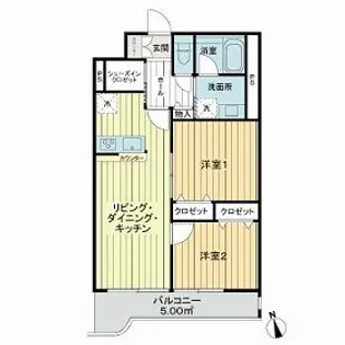 第2スカイハイム【5階】の間取り