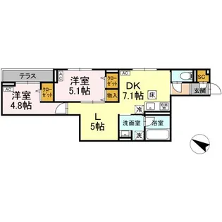 セレスティア大森東【1階】の間取り