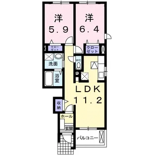 ウエルス【1階】の間取り