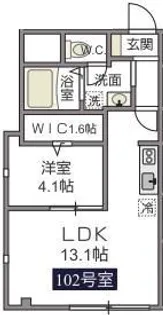 1LDKの間取り画像