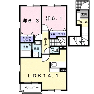 ヒルズ長坂上Ⅱ【2階】の間取り