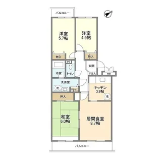 エスポワール松風台Ⅱ番館【3階】の間取り