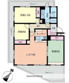 ライオンズマンション下永谷【1階】の間取り