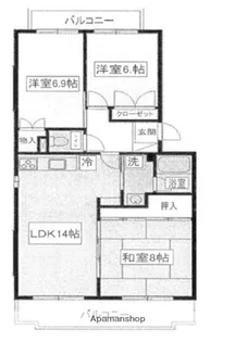 アートフル サンポナール弐番館【3階】の間取り