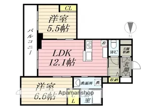 シャーメゾンゆめが丘弐番館【2階】の間取り
