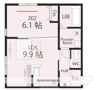 ハーミットクラブハウス横浜常盤の杜【2階】の間取り