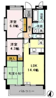 ベルシャイン厚木【2階】の間取り