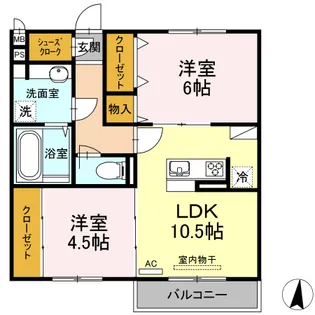 アトリオみなみだいらⅤ【2階】の間取り
