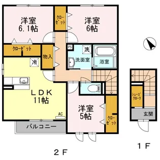 ハイネスCDFE E【2階】の間取り