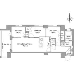 コンフォリア・リヴ大森西【2階】の間取り