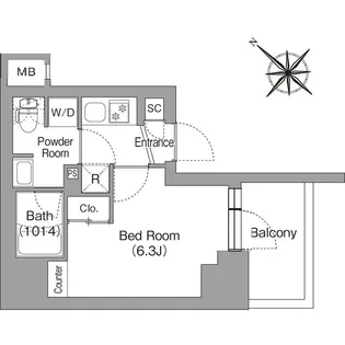 コンフォリア・リヴ横浜平沼【1階】の間取り