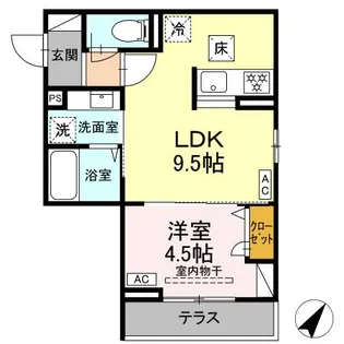 ジェルベーラ淵野辺【1階】の間取り